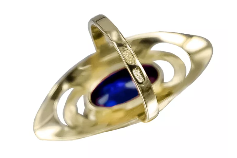 Sapphire 14K Yellow gold Ring Vintage style vrc189y